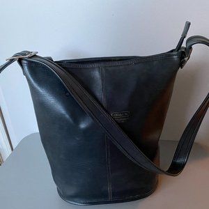 VINTAGE COACH BLACK LEATHER TOTE SATCHEL HANDBAG SHOULDER